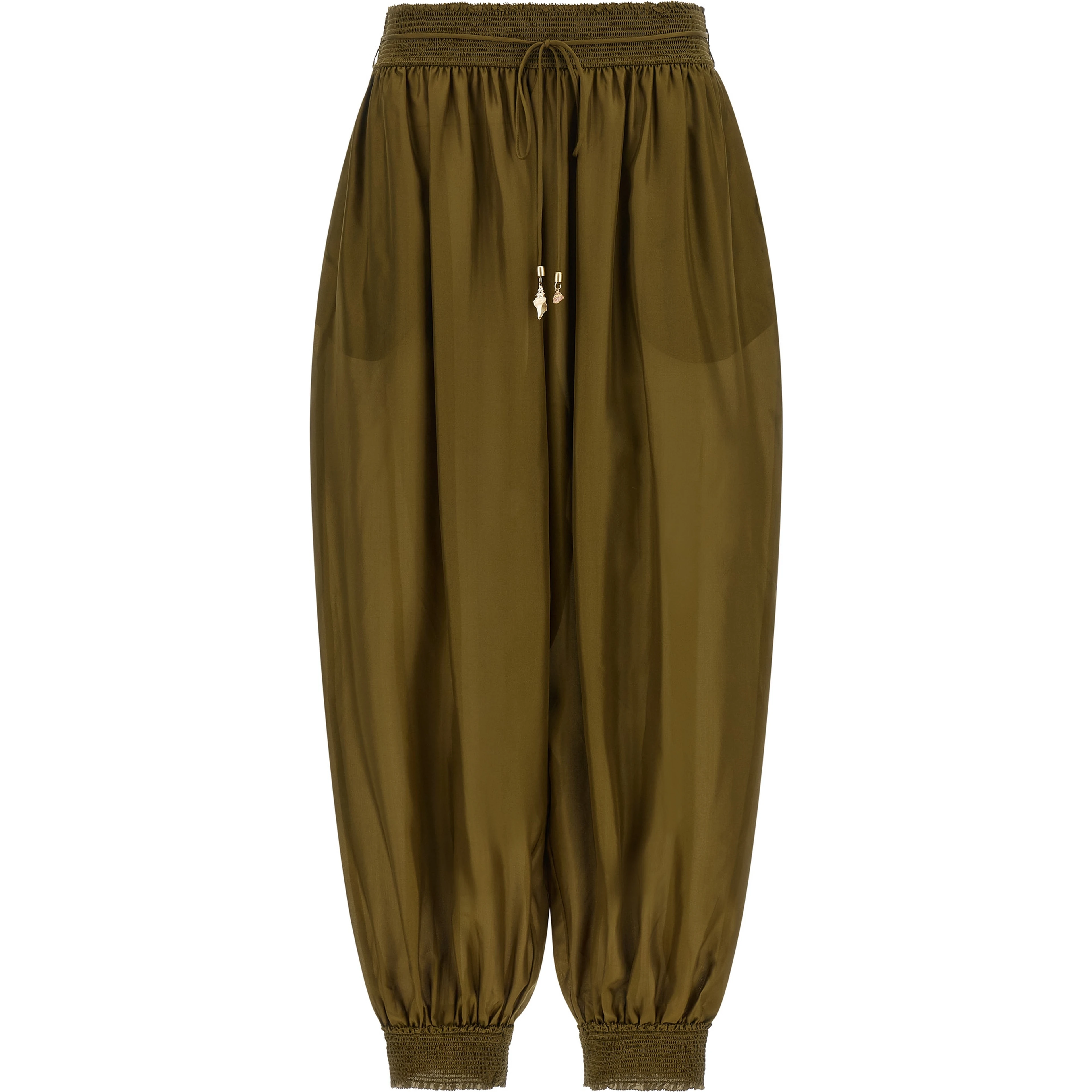 Bicolor Silk Casual Pants