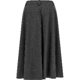 Gray Virgin Wool Midi Skirt