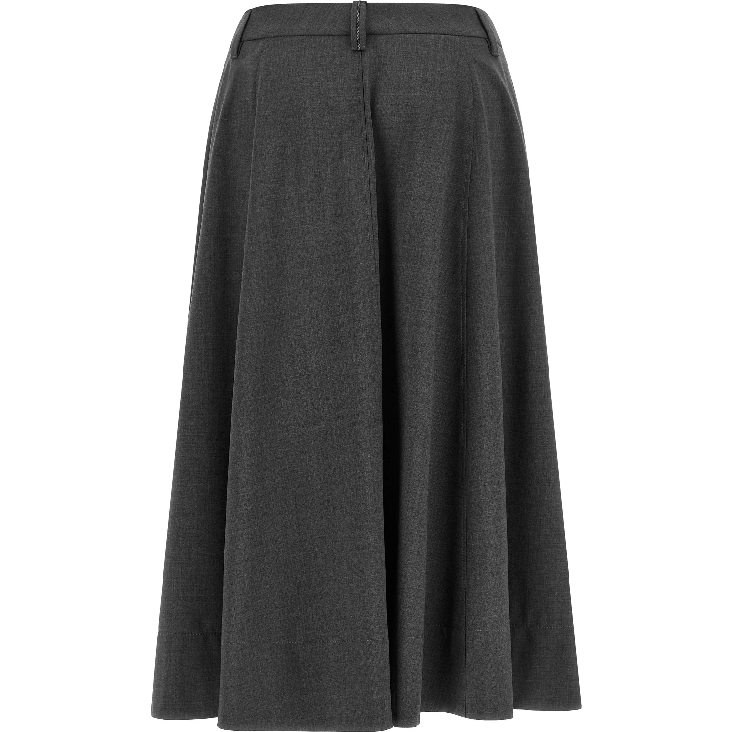 Gray Virgin Wool Midi Skirt