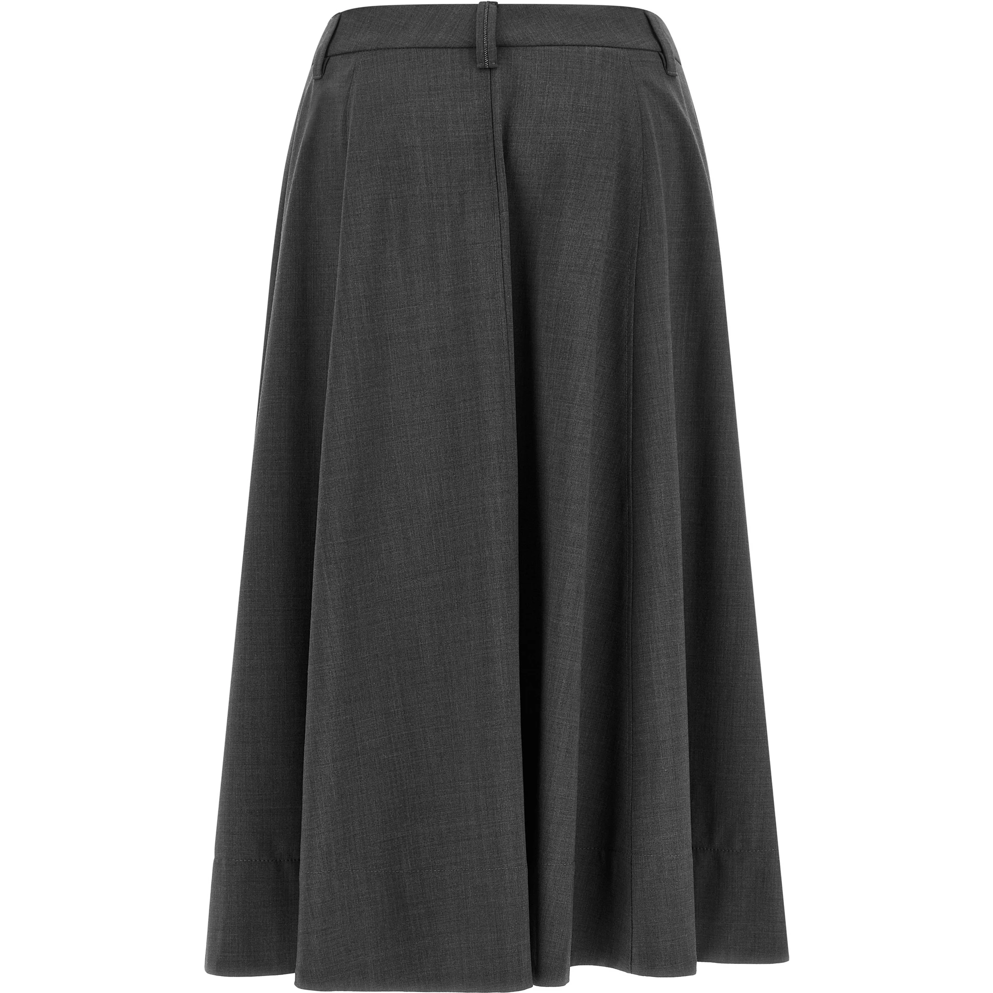 Gray Virgin Wool Midi Skirt
