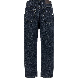 Blue Cotton Straight-Leg Jeans