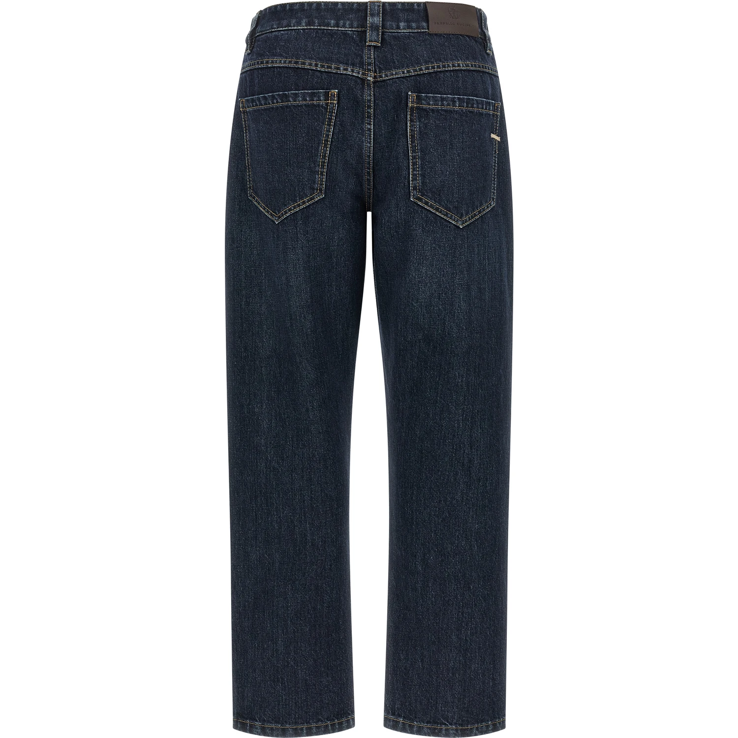 Blue Cotton Straight-Leg Jeans