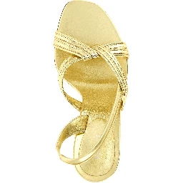 Gold Lamb Leather Stiletto Heel Sandals