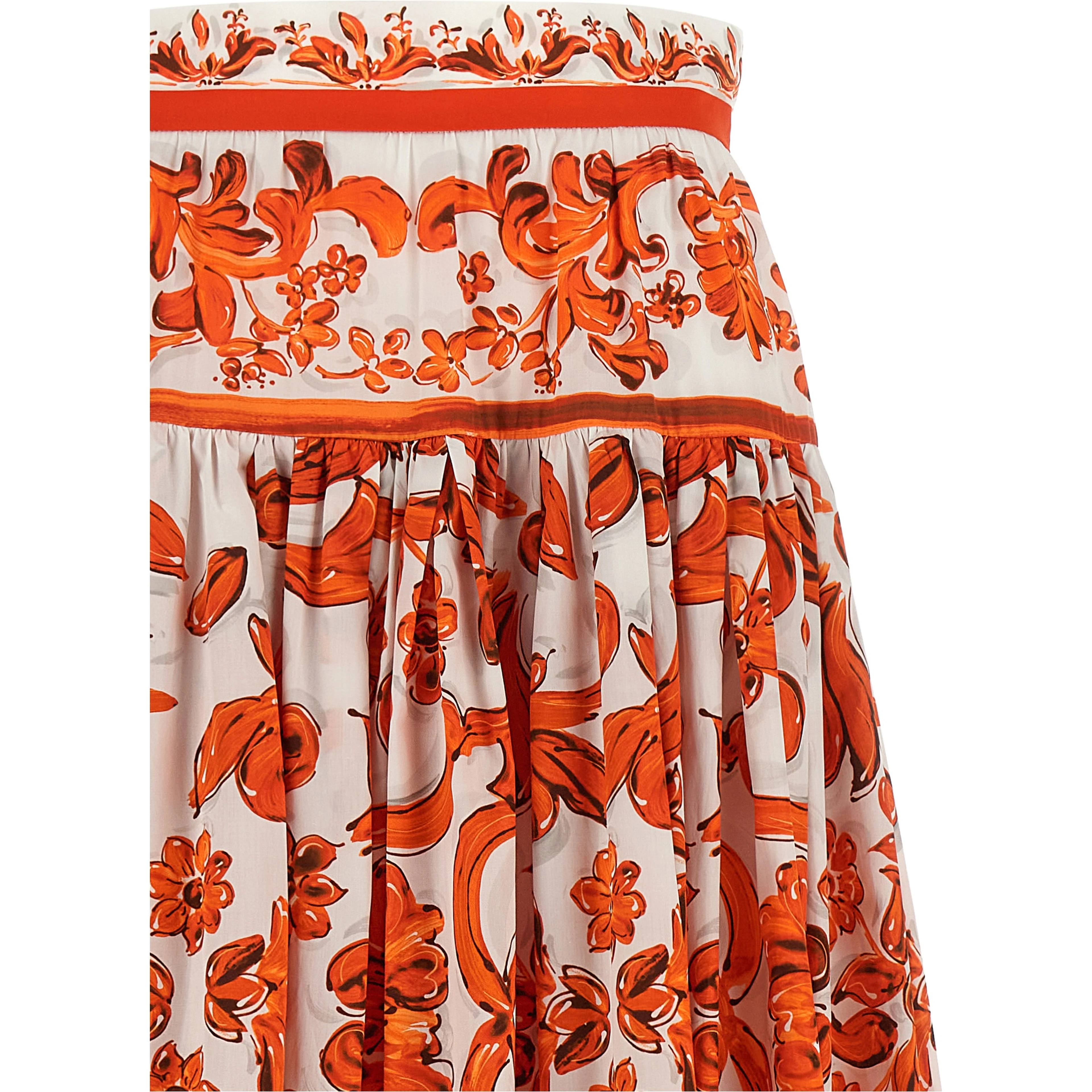Orange Cotton Mini Skirt