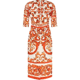 Orange Silk Midi Dress
