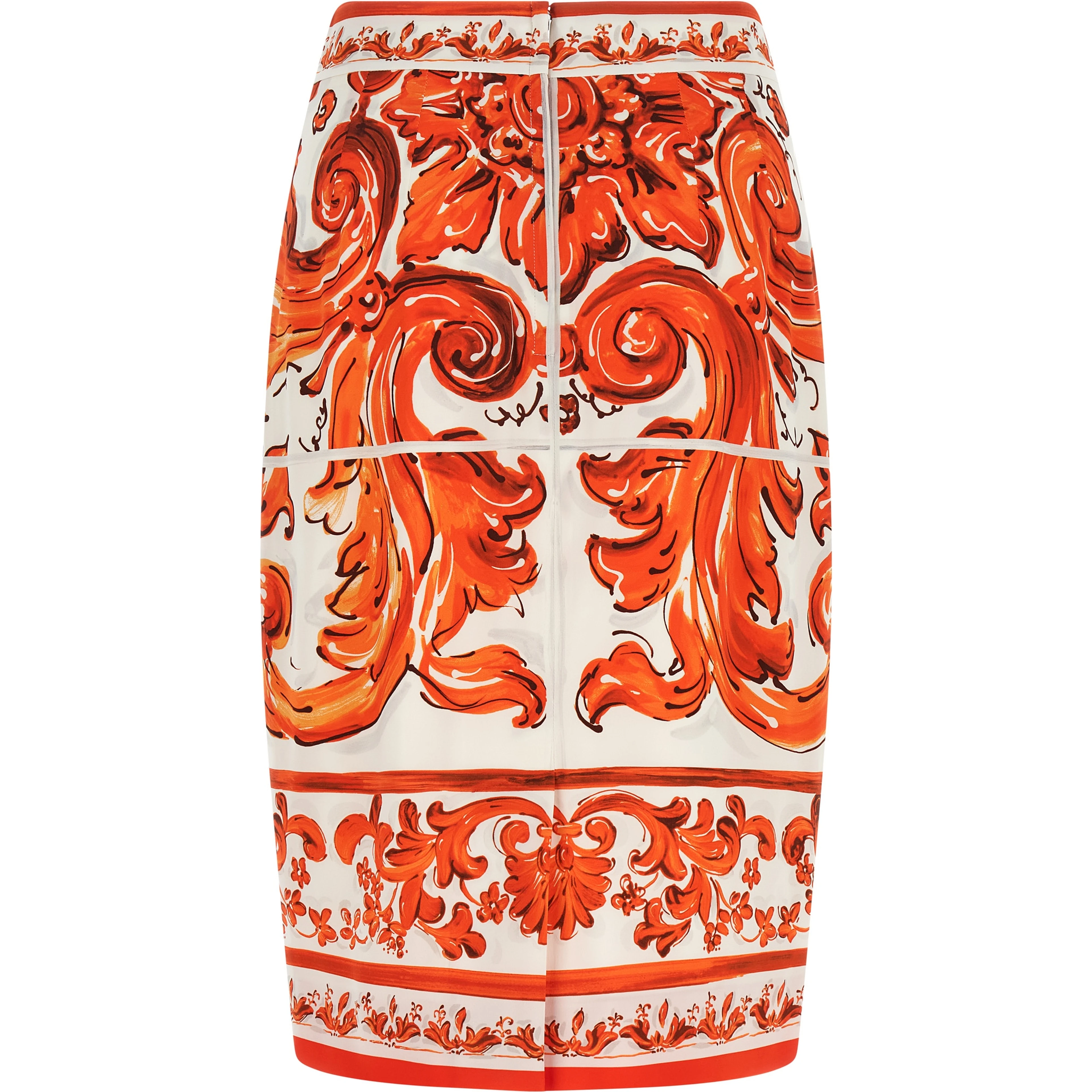 Orange Silk Midi Skirt