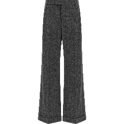 Gray Virgin Wool Casual Pants