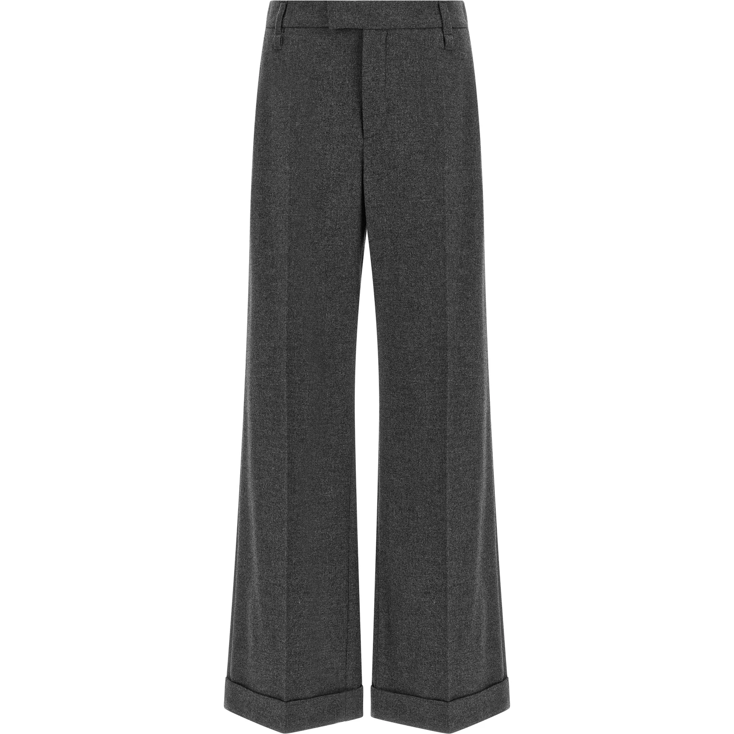 Gray Virgin Wool Casual Pants