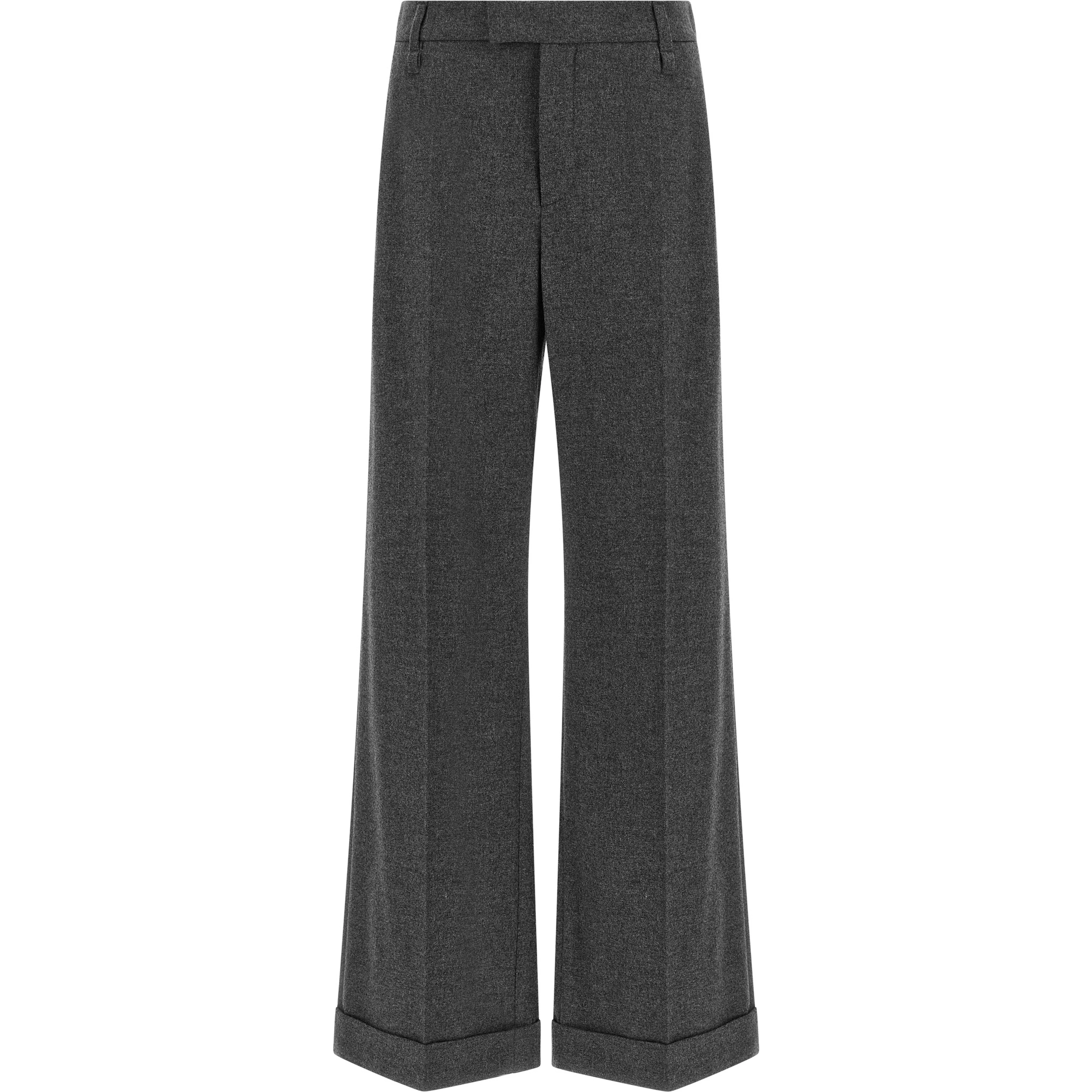 Gray Virgin Wool Casual Pants