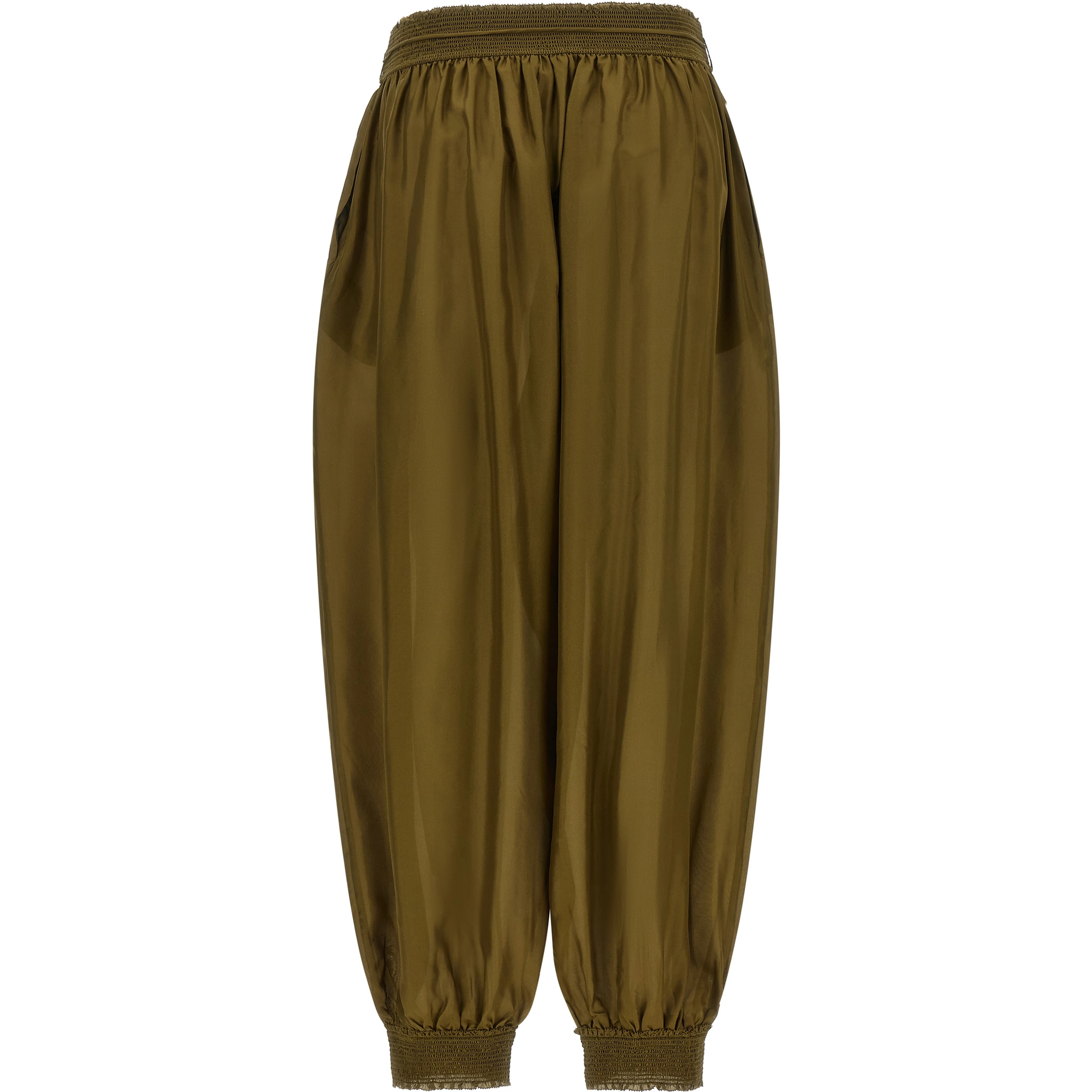 Bicolor Silk Casual Pants