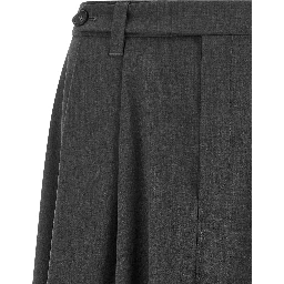 Gray Virgin Wool Midi Skirt
