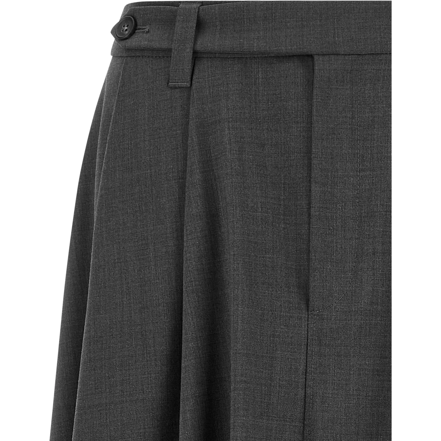 Gray Virgin Wool Midi Skirt