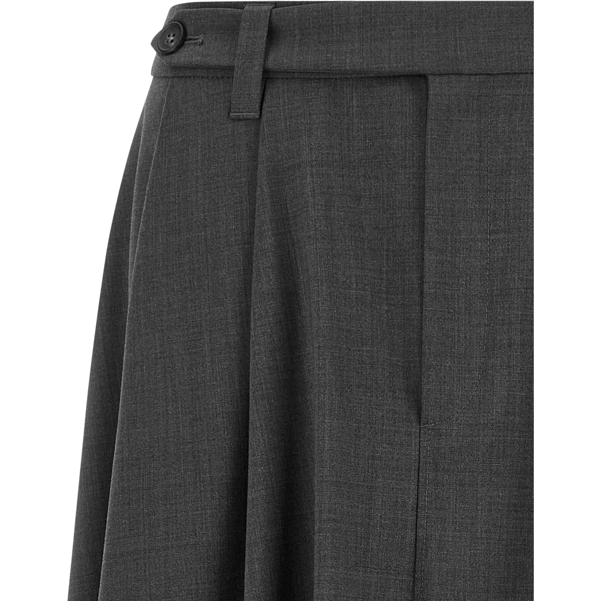 Gray Virgin Wool Midi Skirt