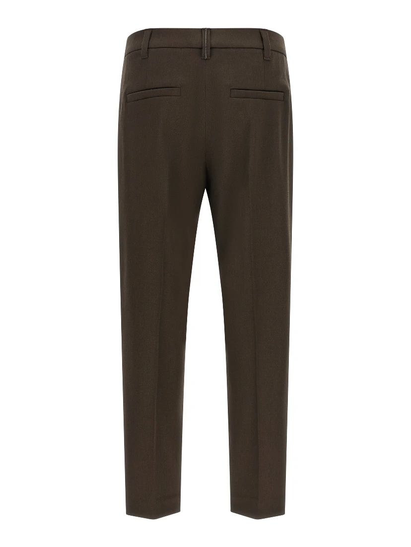 Brown Virgin Wool Dress Pants