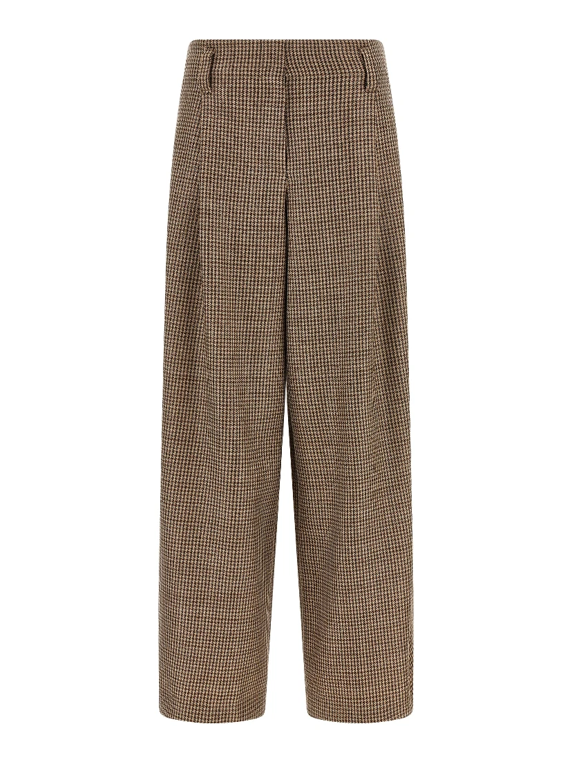 Brown Virgin Wool Flared Pants