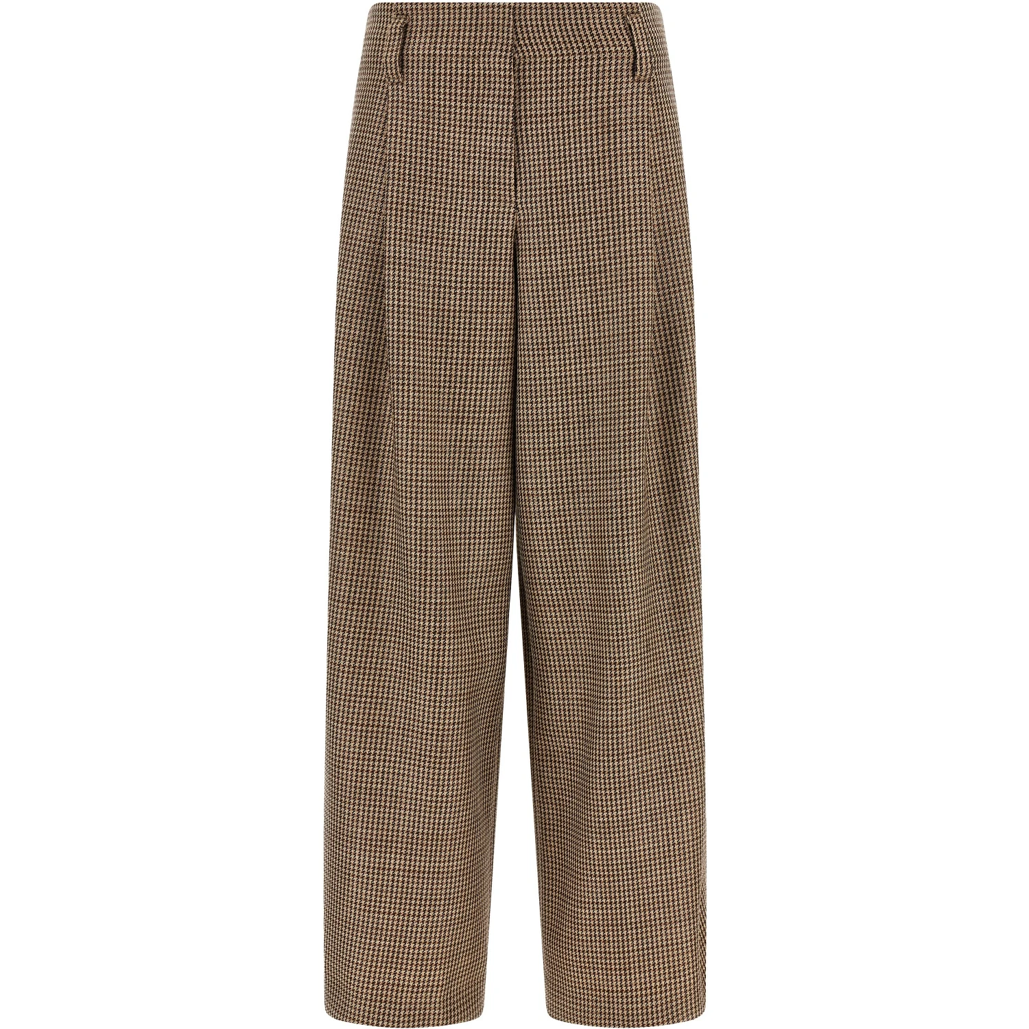 Brown Virgin Wool Flared Pants
