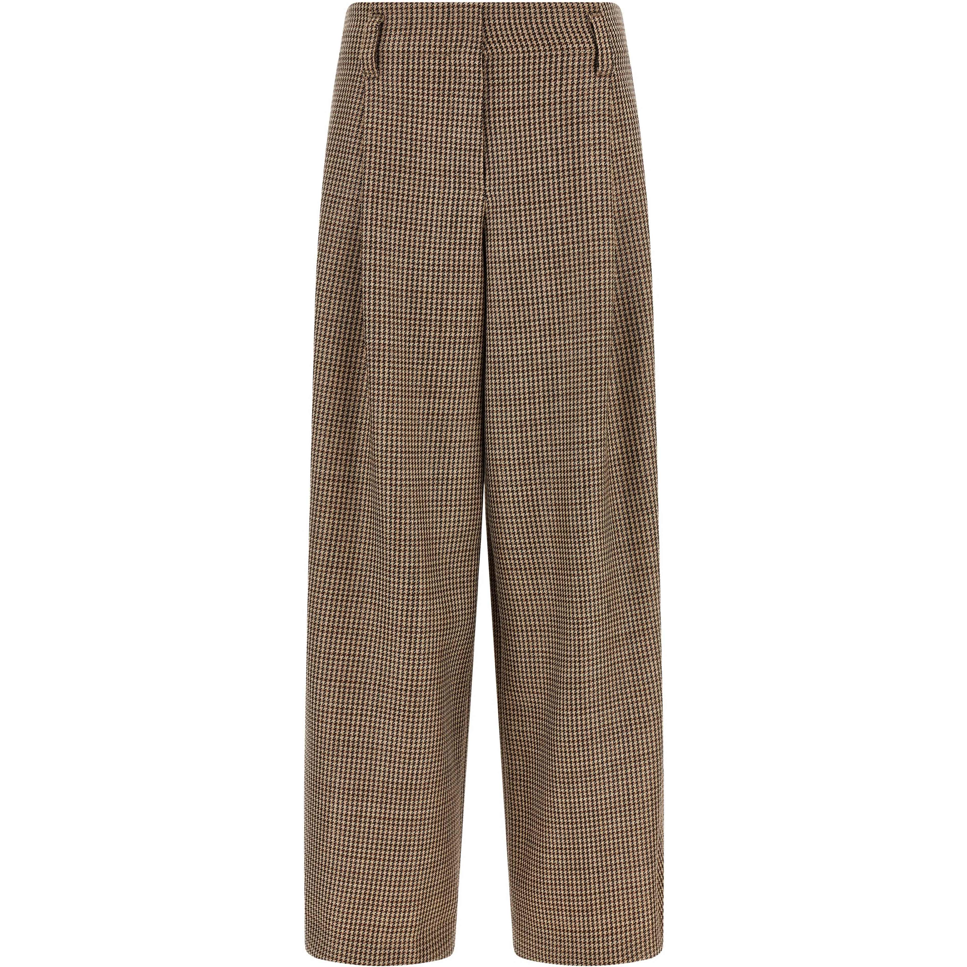 Brown Virgin Wool Flared Pants