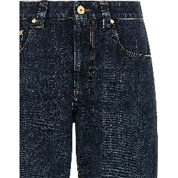 Blue Cotton Straight-Leg Jeans