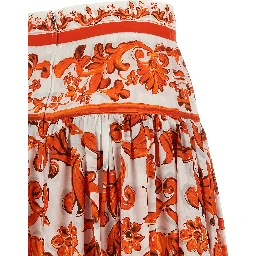 Orange Cotton Mini Skirt
