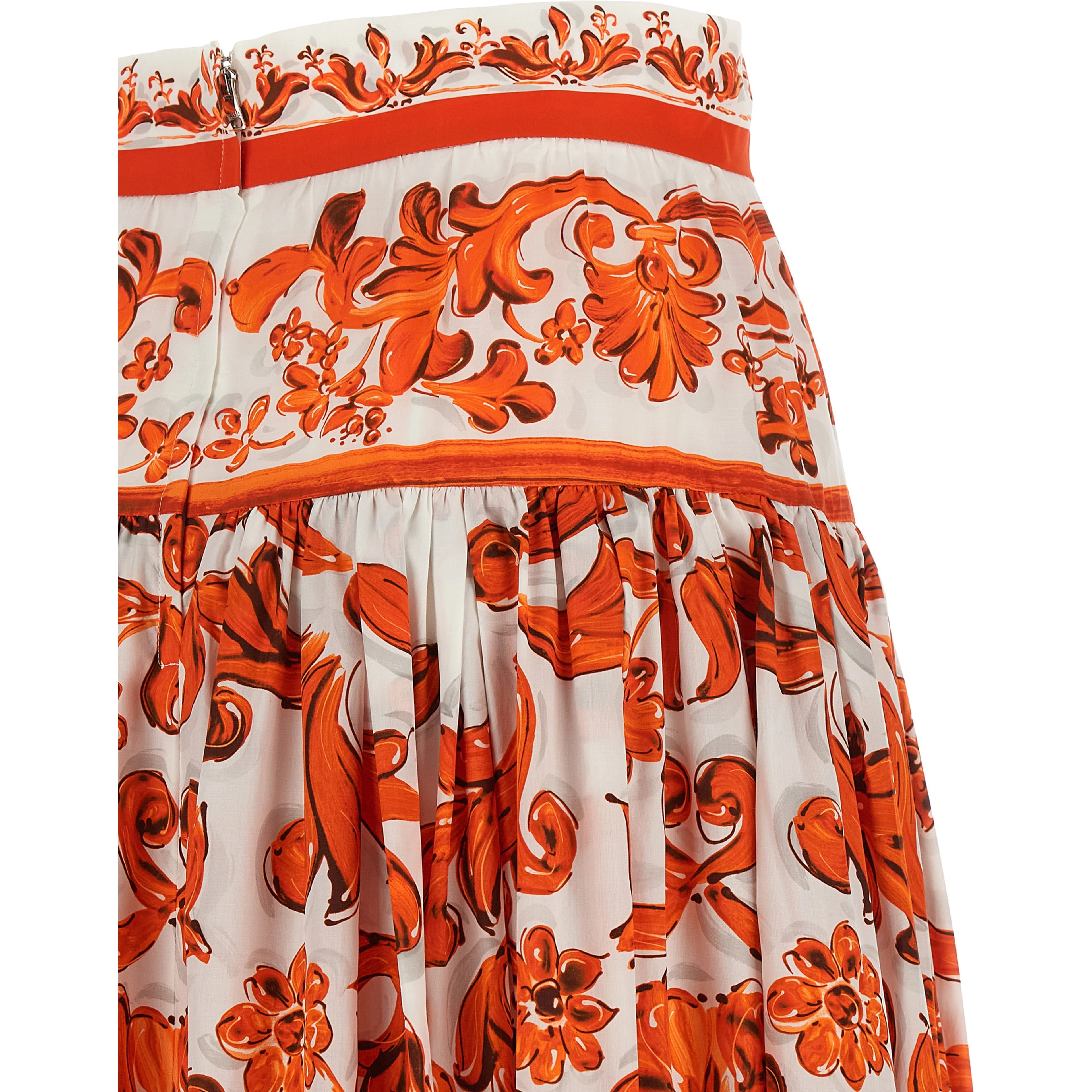 Orange Cotton Mini Skirt