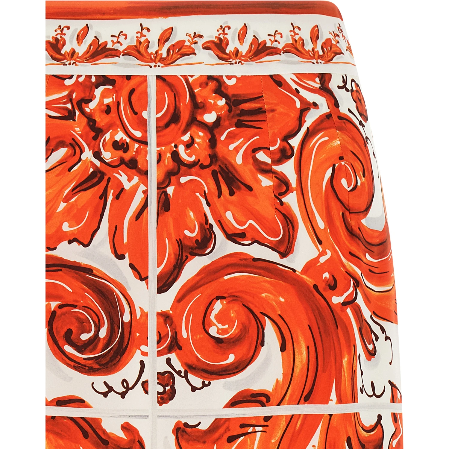 Orange Silk Midi Skirt