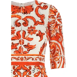 Orange Silk Midi Dress