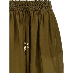 Bicolor Silk Casual Pants