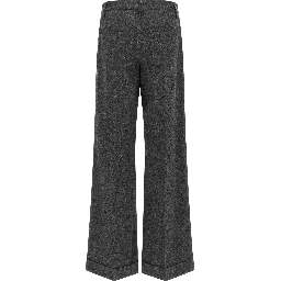 Gray Virgin Wool Casual Pants