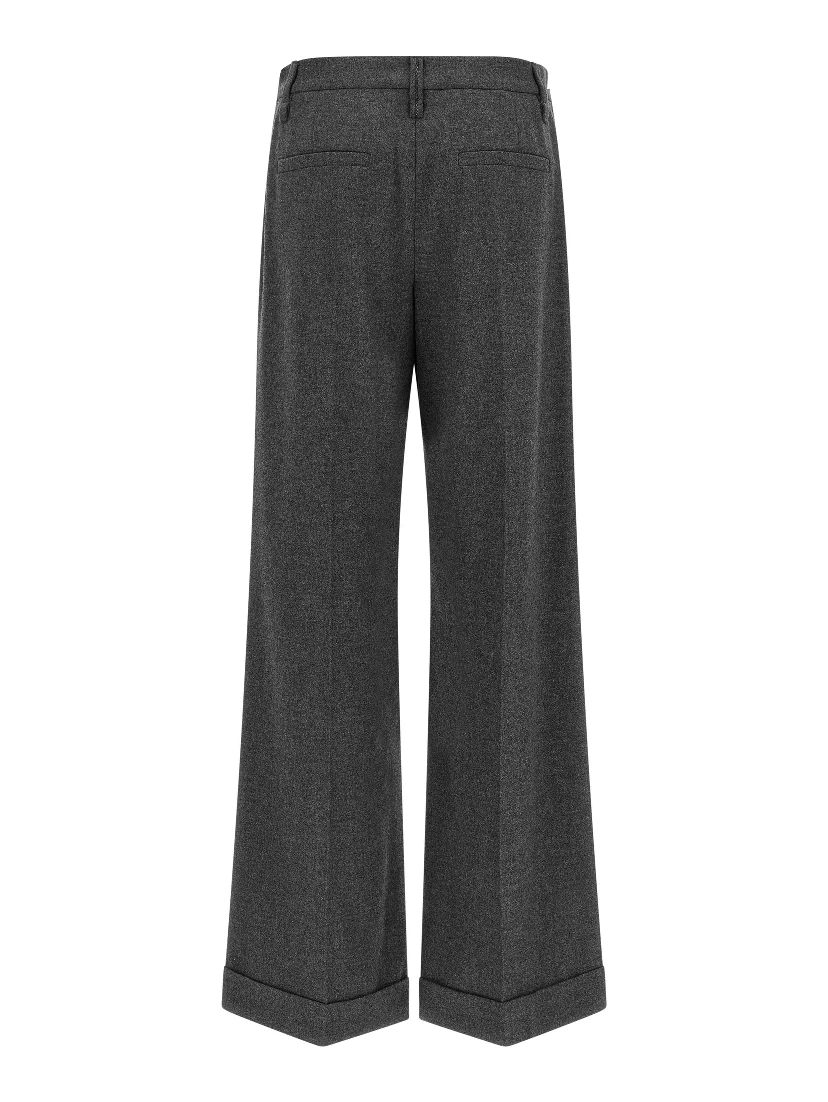 Gray Virgin Wool Casual Pants
