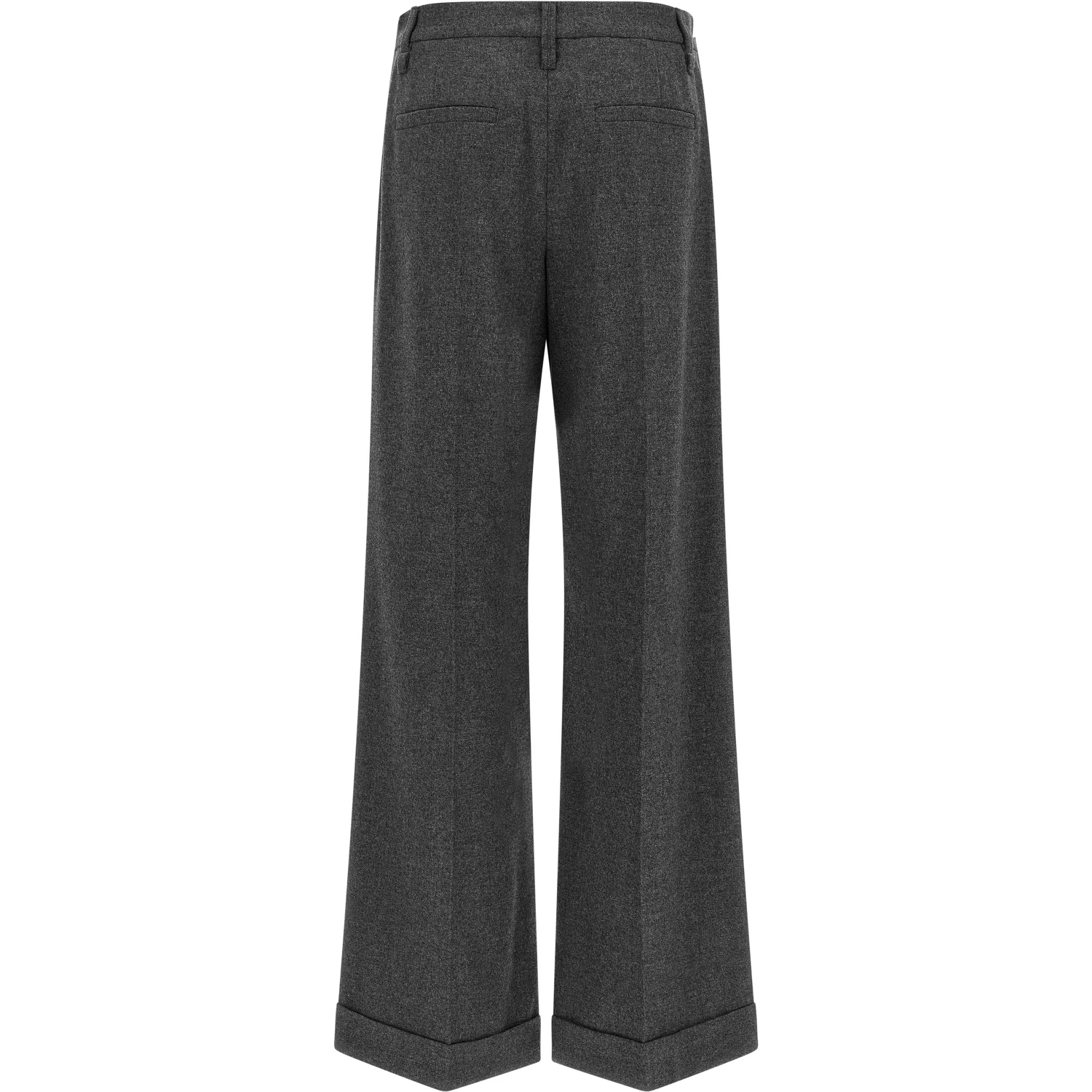 Gray Virgin Wool Casual Pants