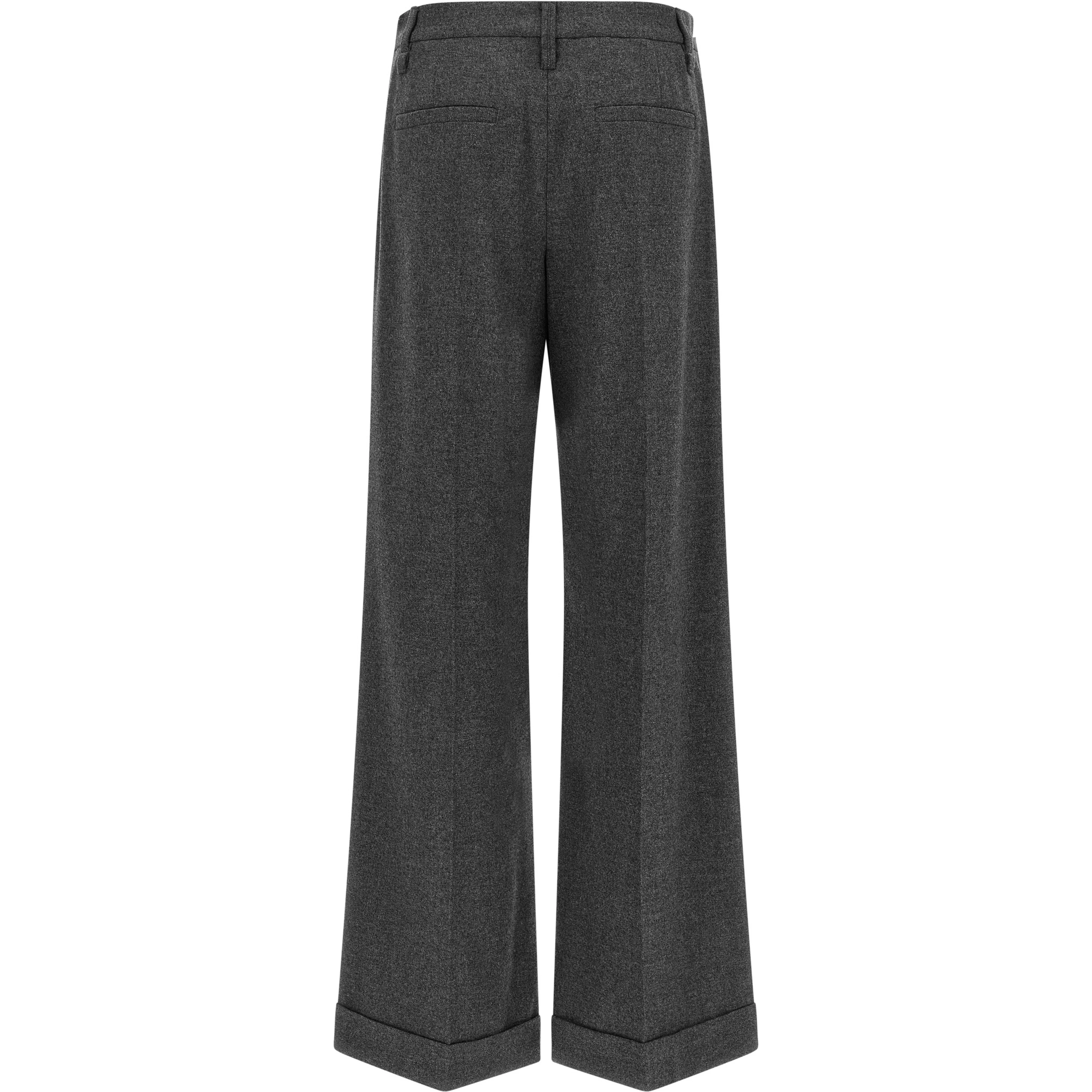 Gray Virgin Wool Casual Pants