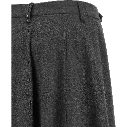 Gray Virgin Wool Midi Skirt