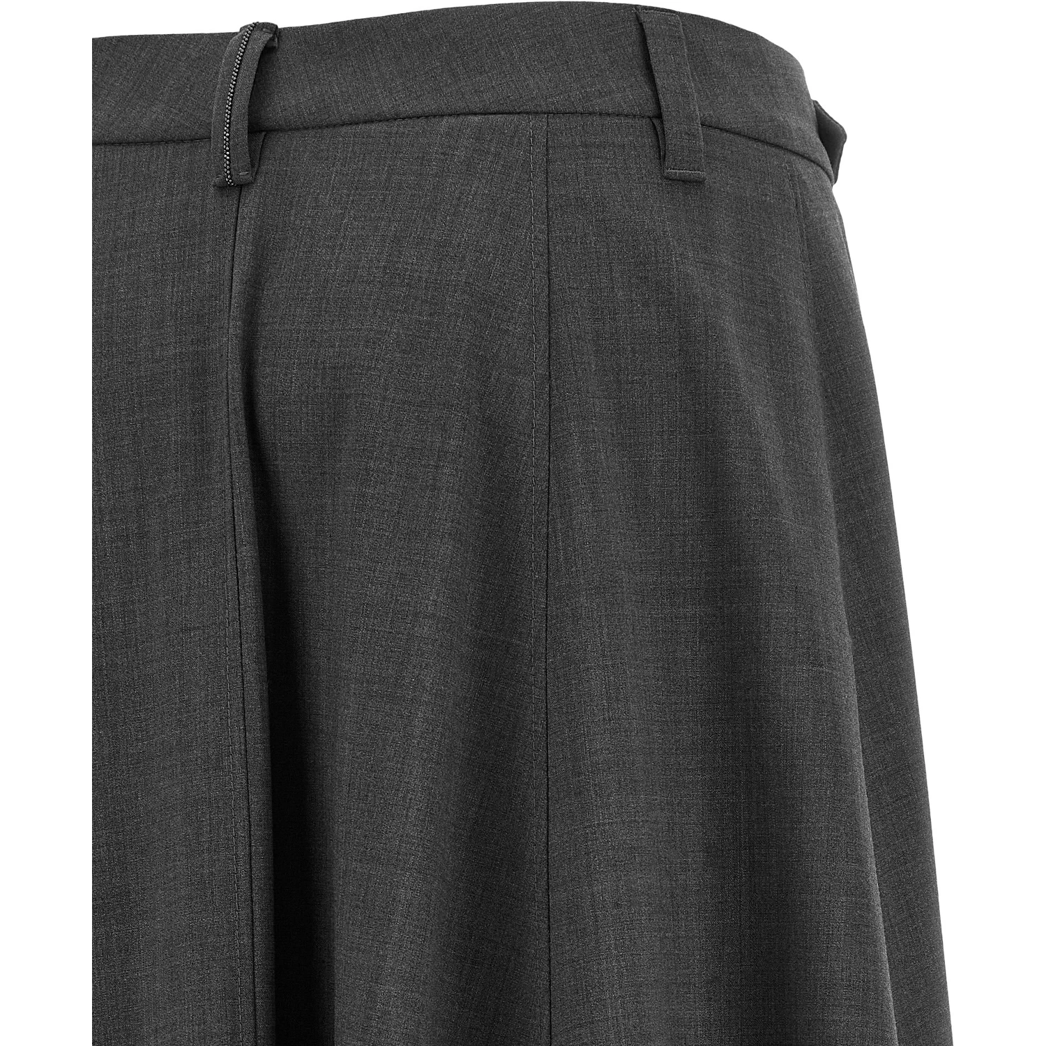 Gray Virgin Wool Midi Skirt