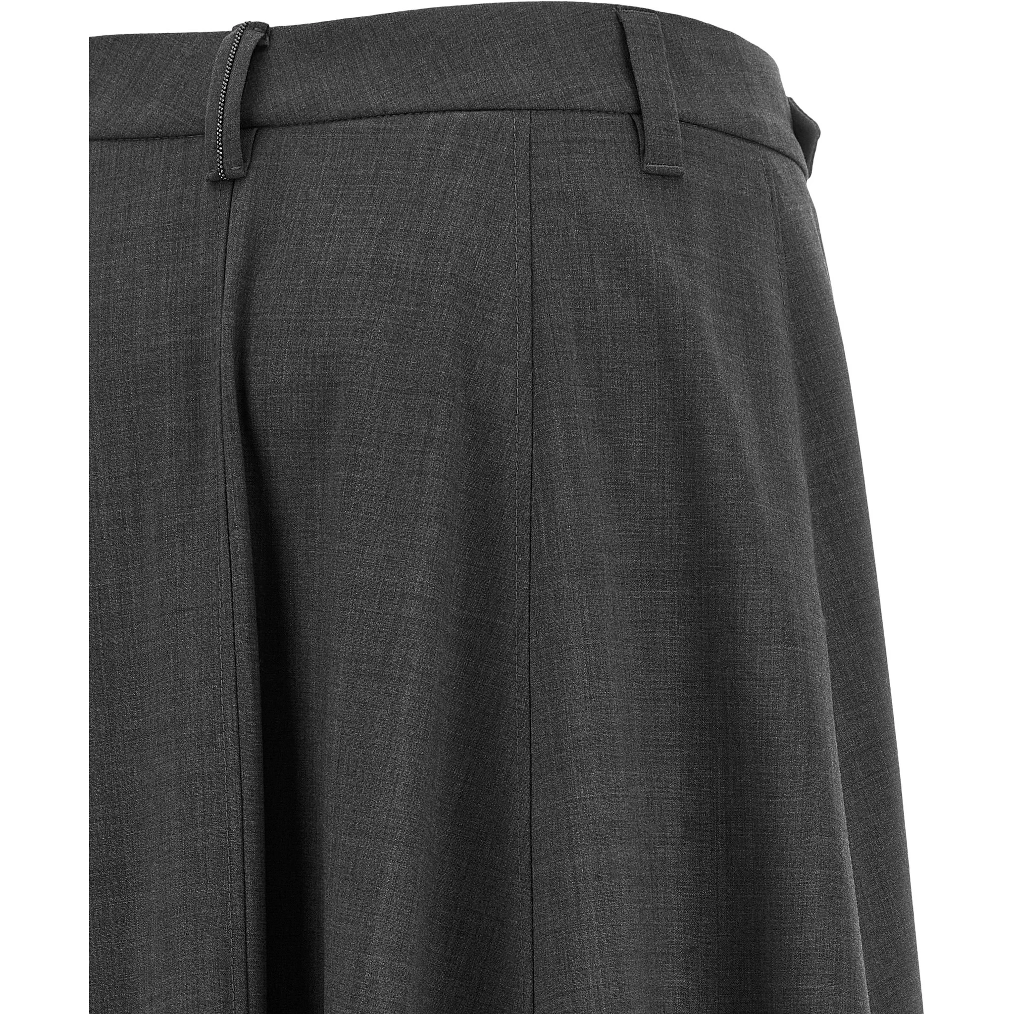 Gray Virgin Wool Midi Skirt