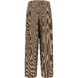 Brown Virgin Wool Flared Pants