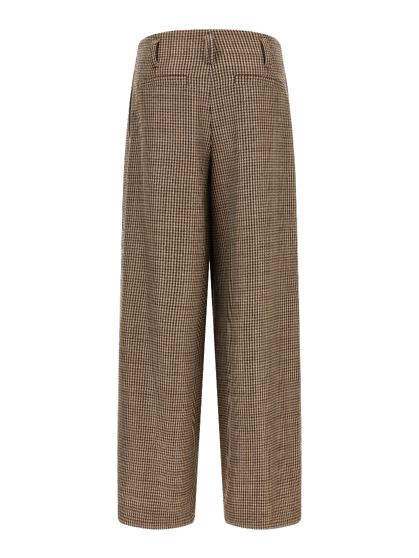 Brown Virgin Wool Flared Pants