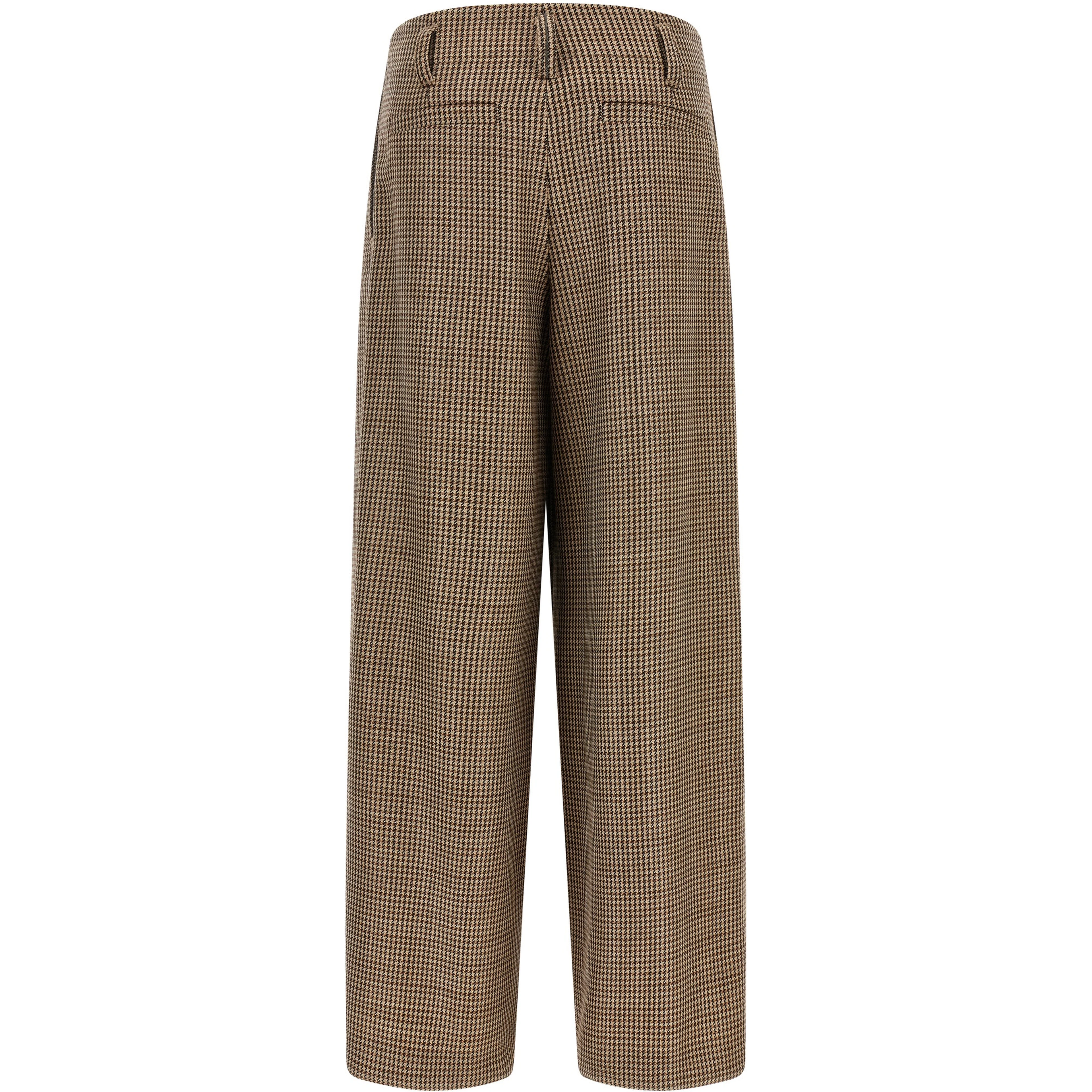 Brown Virgin Wool Flared Pants