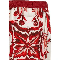 Multicolor Silk Casual Pants