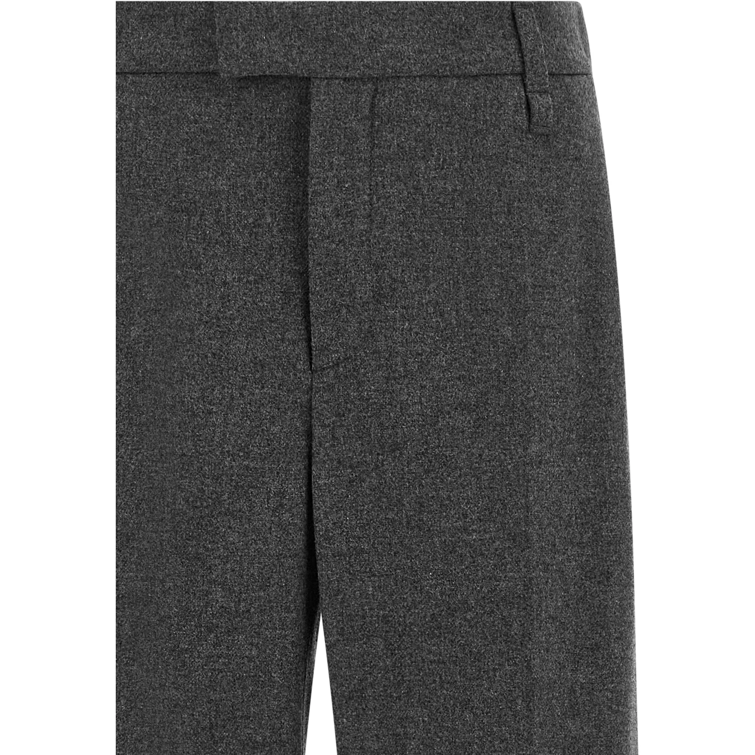 Gray Virgin Wool Casual Pants