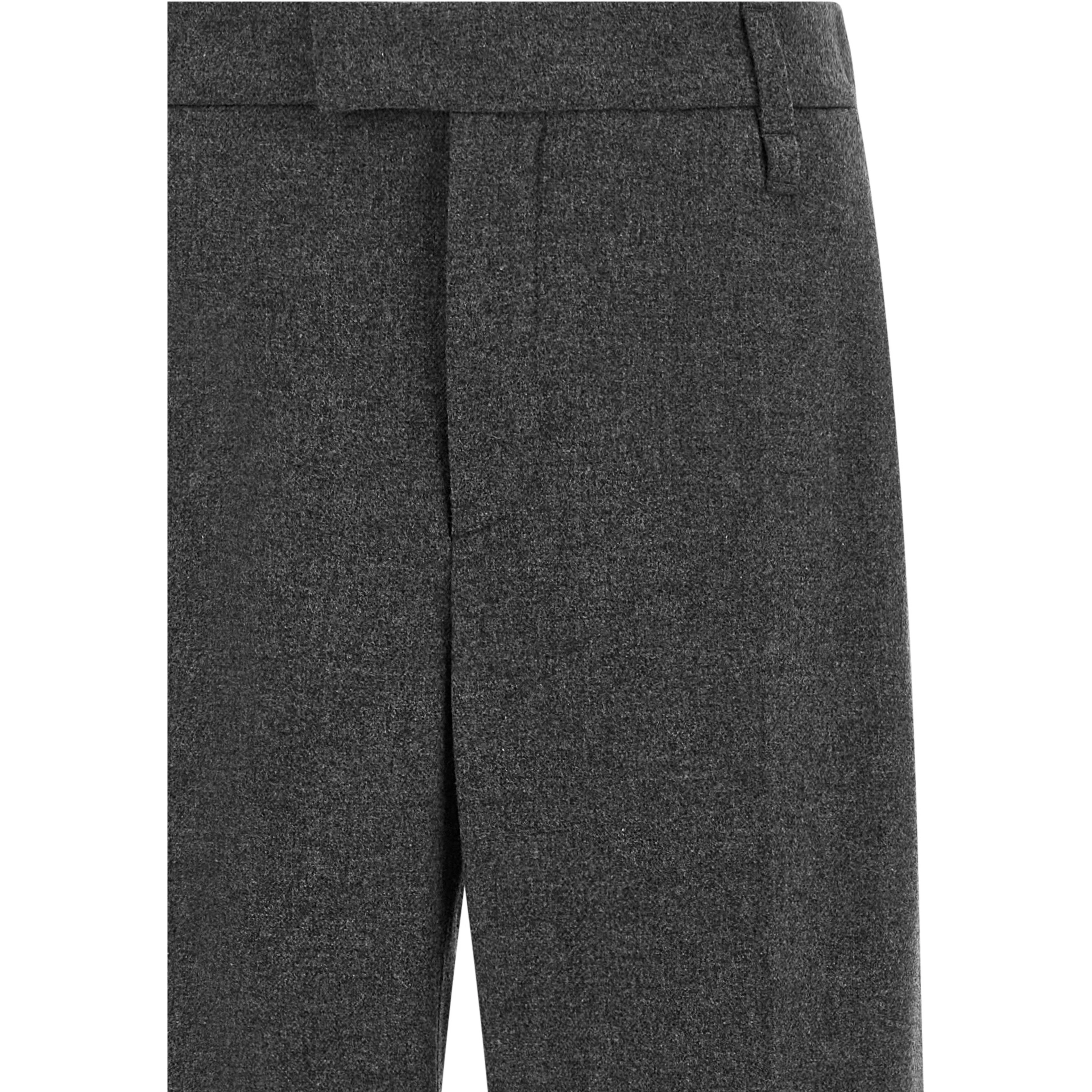 Gray Virgin Wool Casual Pants