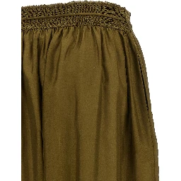 Bicolor Silk Casual Pants