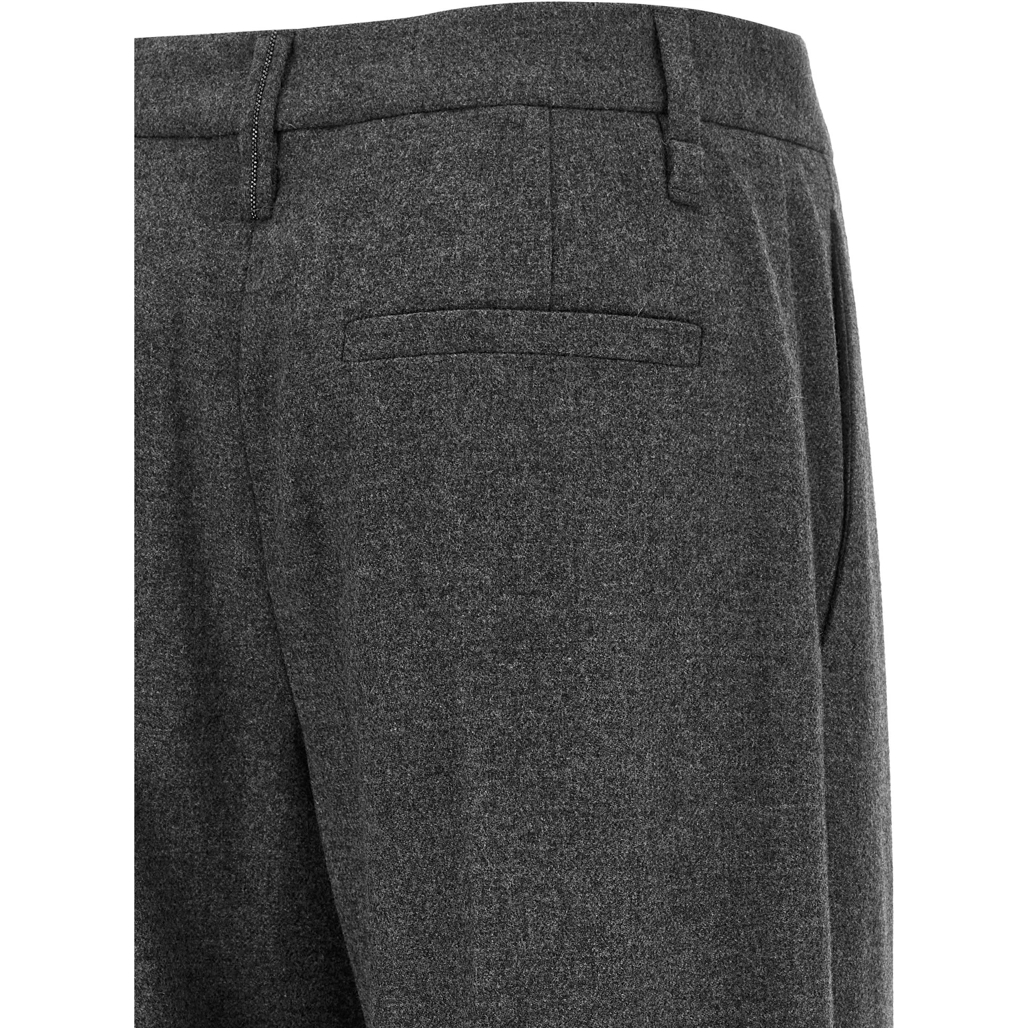Gray Virgin Wool Casual Pants