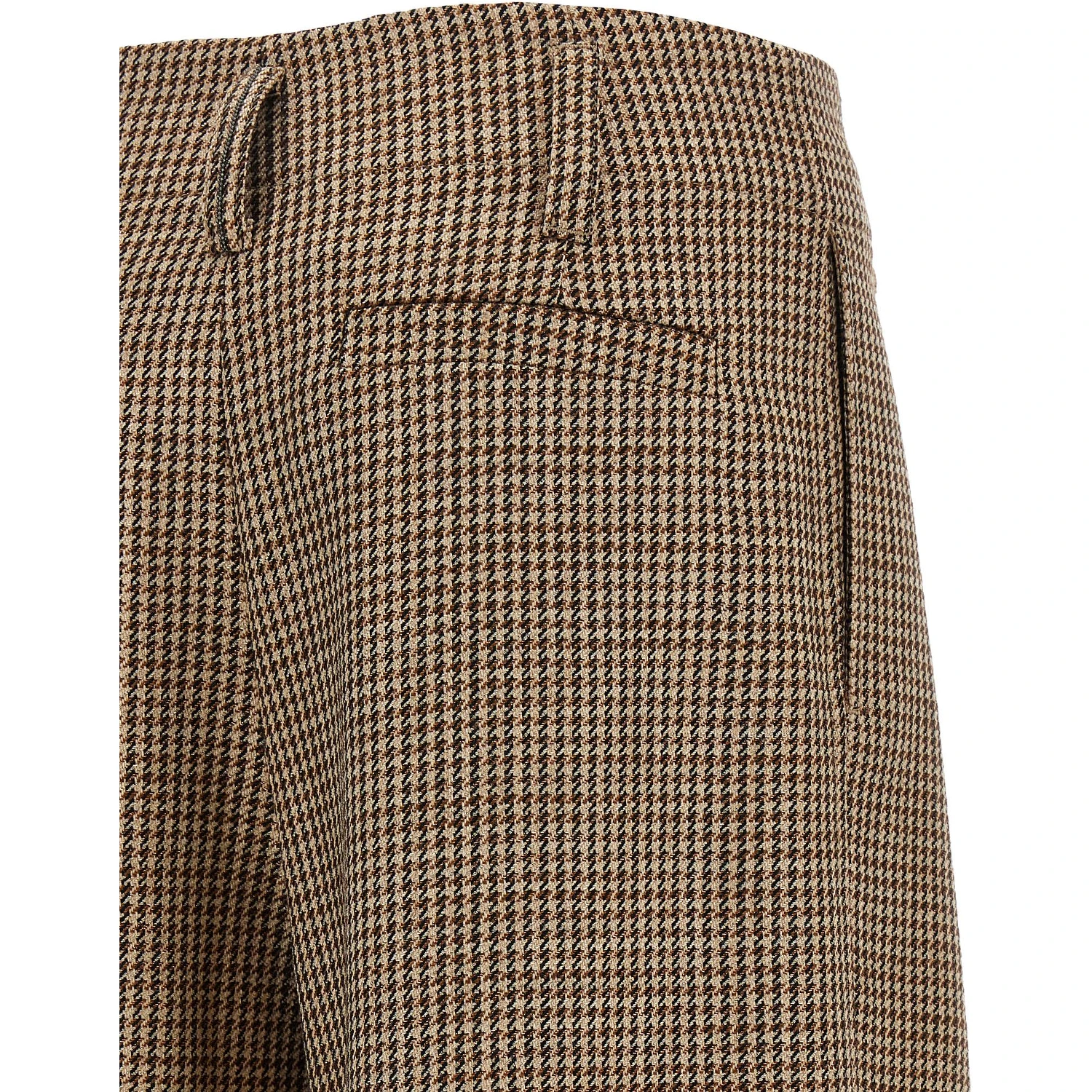 Brown Virgin Wool Flared Pants