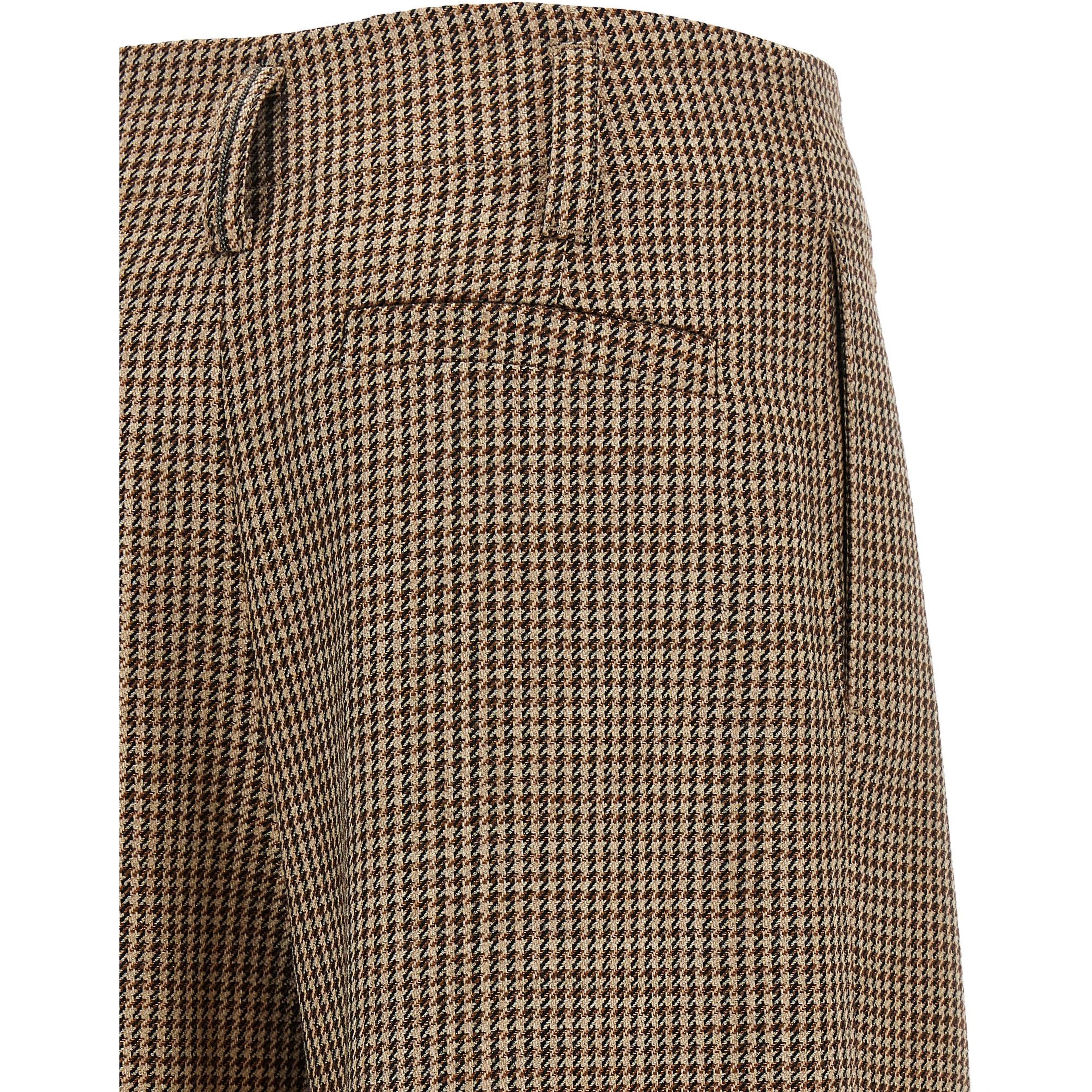 Brown Virgin Wool Flared Pants
