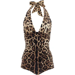 Brown Polyamide One-Piece Swimsuit