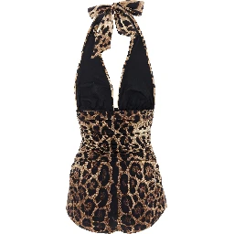 Brown Polyamide One-Piece Swimsuit