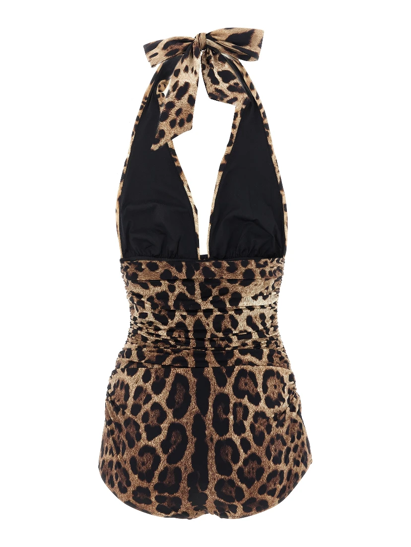 Brown Polyamide One-Piece Swimsuit