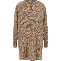 Beige Virgin Wool Short Dress