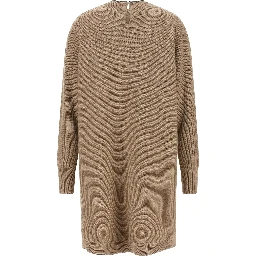 Beige Virgin Wool Short Dress
