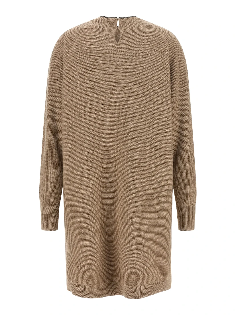 Beige Virgin Wool Short Dress